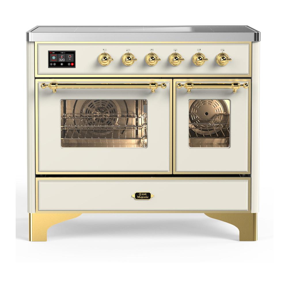 Ilve UMDIB40NR3AWG Ilve Umdib40Nr3Awg Majestic Iii 40 Inch Induction Range With 6 Elements, 3.82 Cu. Ft. Total Oven Capacity (Triple Glass Door, Antique White, Brass)