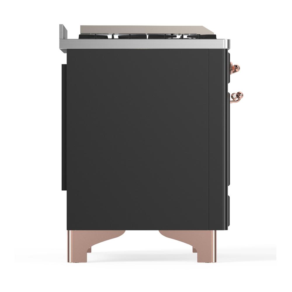 Ilve UM48FNR3MGP Ilve Um48Fnr3Mgp Majestic Iii 48 Inch Dual Fuel Range With 8 Burners And Griddle, Dual Function Burner Up To 25,000 Btu (Natural Gas, Triple Glass Door, Graphite Matte, Copper)