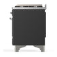 Ilve UM36FNR3MGC Ilve Um36Fnr3Mgc Majestic Iii 36 Inch Dual Fuel Range With 6 Black Brass Burners And Griddle, Dual Function Burner Up To 25,000 Btu (Triple Glass Door, Graphite Matte, Chrome, Natural Gas)