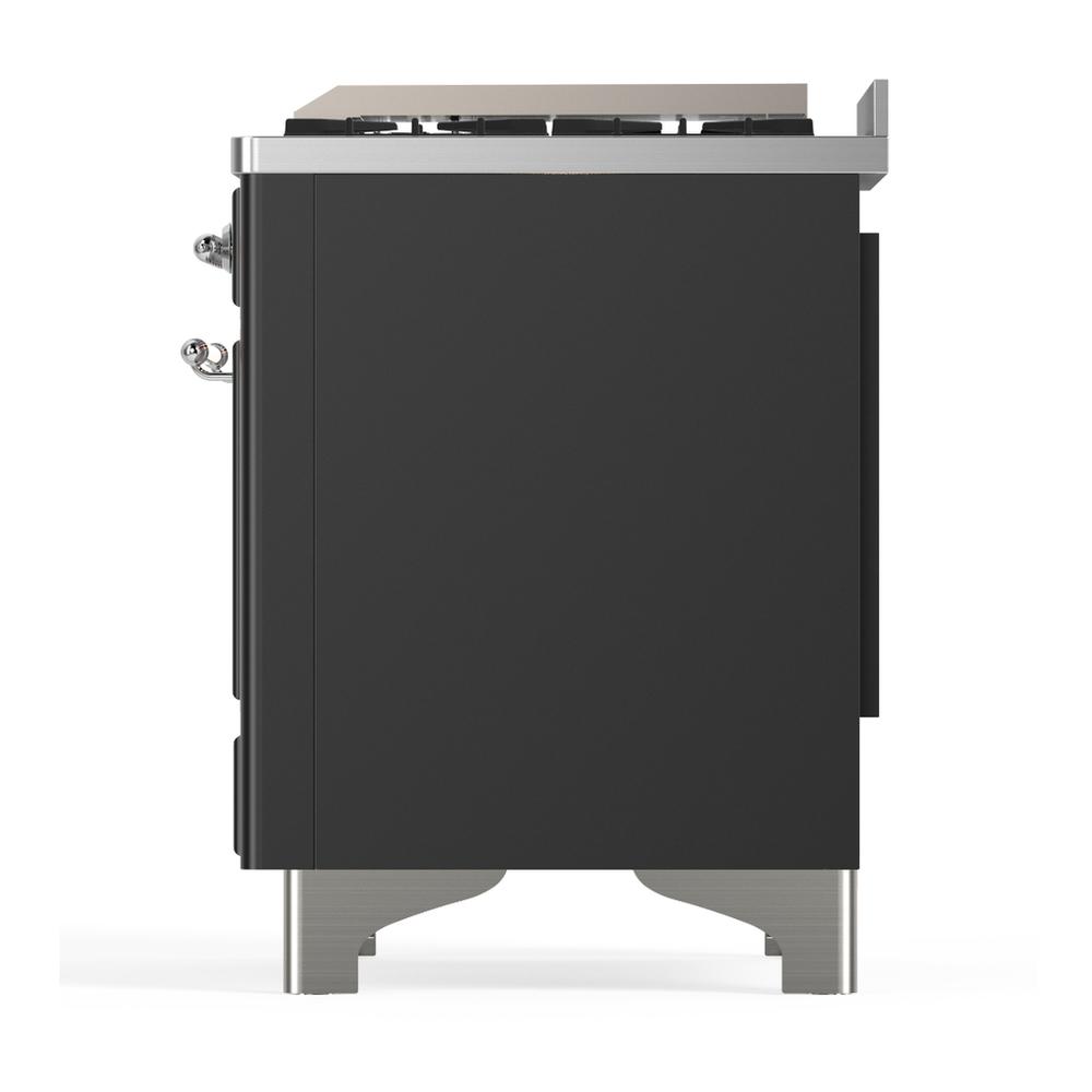 Ilve UM36FNR3MGC Ilve Um36Fnr3Mgc Majestic Iii 36 Inch Dual Fuel Range With 6 Black Brass Burners And Griddle, Dual Function Burner Up To 25,000 Btu (Triple Glass Door, Graphite Matte, Chrome, Natural Gas)