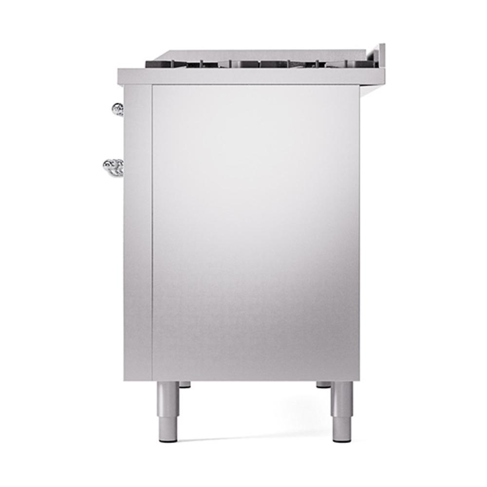 Ilve UN48FQNMPSSC Ilve Un48Fqnmpssc Nostalgie Ii Noblesse 48" Dual Fuel Range (8 Sealed Burners + Griddle, Natural Gas, Solid Door, Stainless Steel, Chrome)