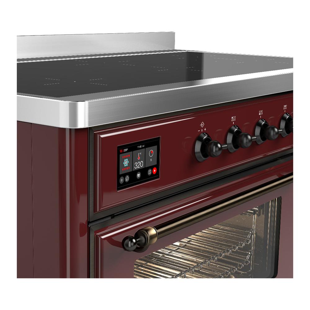 Ilve UMIB48NR3BUB Ilve Umib48Nr3Bub Majestic Iii 48 Inch Induction Range With 6 Elements, 5.02 Cu. Ft. Total Oven Capacity (Triple Glass Door, Burgundy, Burnished)