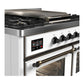 Ilve UMD40FNR3WHB Ilve Umd40Fnr3Whb Majestic Iii 40 Inch Dual Fuel Range With 6 Burners And Griddle, Dual Function Burner Up To 25,000 Btu (Natural Gas, Triple Glass Door, White, Burnished)