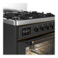 Ilve UM30NR3MGBLP Ilve Um30Nr3Mgblp Majestic Iii 30 Inch Dual Fuel Range With 5 Black Brass Burners, Dual Function Burner Up To 25,000 Btu (Liquid Propane, Triple Glass Door, Graphite Matte, Burnished)