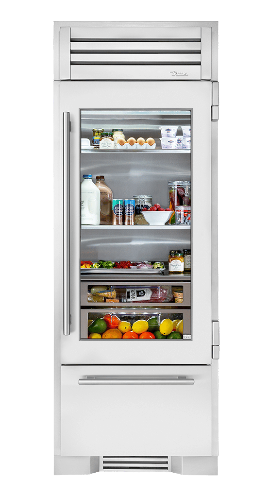 True Caliber TR30RBFRSGA 30 Inch Refrigerator With Bottom Freezer - Door: Stainless Glass - Stainless Steel Finish, Stainless Steel Hardware, Right Hinge