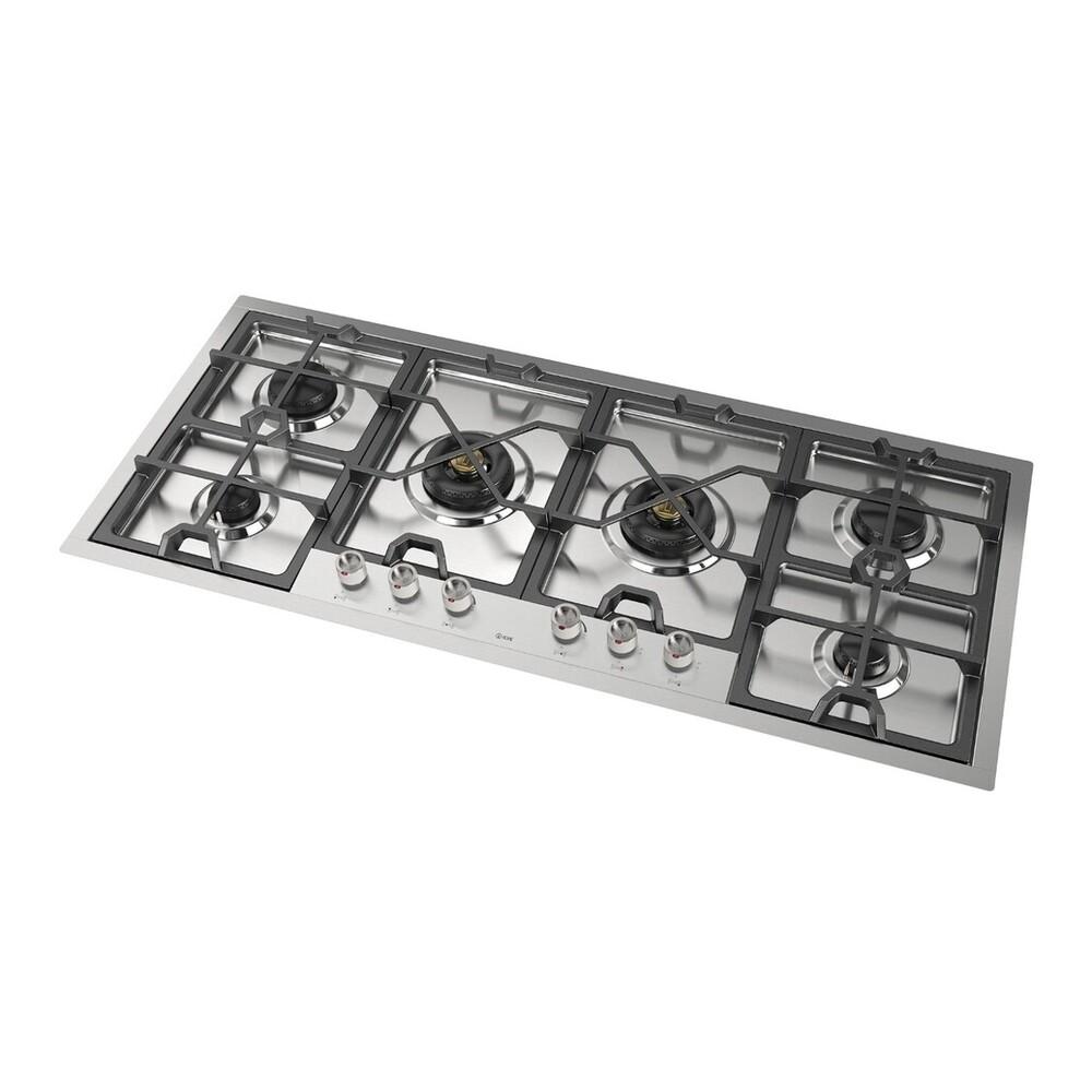 Ilve UHCPMT125SS Ilve Uhcpmt125Ss Panoramagic 48 Inch Built-In Gas Cooktop With Total Black Brass Burners, In Stainless Steel (6 Sealed Burners, Natural Gas)