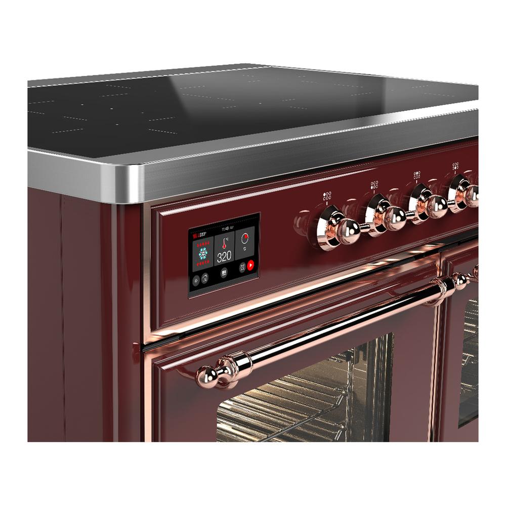 Ilve UMDIB40NR3BUP Ilve Umdib40Nr3Bup Majestic Iii 40 Inch Induction Range With 6 Elements, 3.82 Cu. Ft. Total Oven Capacity (Triple Glass Door, Burgundy, Copper)