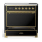 Ilve UMIB36QNR3BKG Ilve Umib36Qnr3Bkg Majestic Iii 36 Inch Induction Range With 6 Elements, 3.5 Cu. Ft. Total Oven Capacity (Solid Door, Glossy Black, Brass)