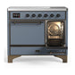 Ilve UMDIB40QNR3BGB Ilve Umdib40Qnr3Bgb Majestic Iii 40 Inch Induction Range With 6 Elements, 3.82 Cu. Ft. Total Oven Capacity (Solid Door, Blue Grey, Burnished)