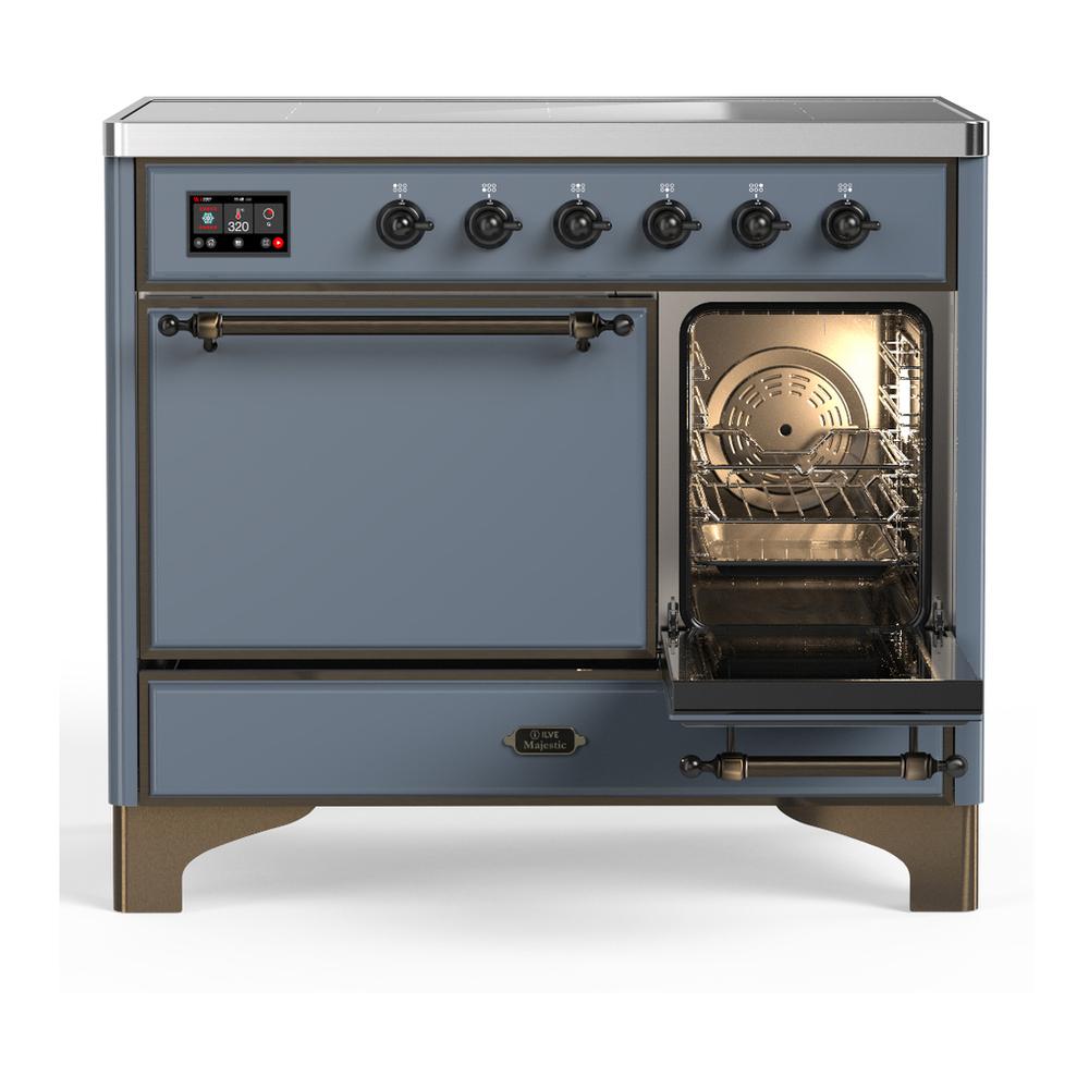Ilve UMDIB40QNR3BGB Ilve Umdib40Qnr3Bgb Majestic Iii 40 Inch Induction Range With 6 Elements, 3.82 Cu. Ft. Total Oven Capacity (Solid Door, Blue Grey, Burnished)