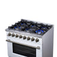 Forno FFSGS612536WHT Forno Massimo 36 Inch Freestanding Dual Fuel Range In White With Antique Brass Accessories, 6 Burners, 5.36 Cu. Ft. Convection Oven