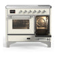 Ilve UMDIB40NR3AWC Ilve Umdib40Nr3Awc Majestic Iii 40 Inch Induction Range With 6 Elements, 3.82 Cu. Ft. Total Oven Capacity (Triple Glass Door, Antique White, Chrome)