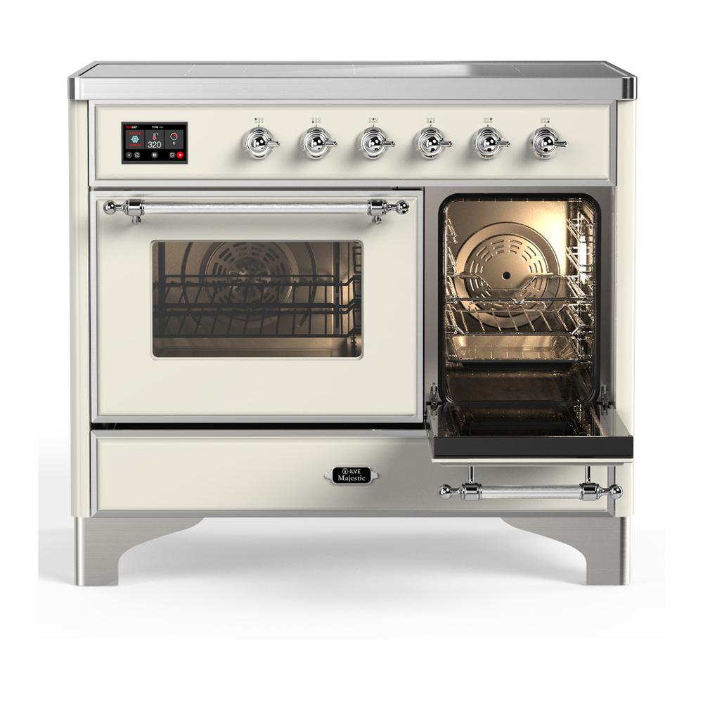 Ilve UMDIB40NR3AWC Ilve Umdib40Nr3Awc Majestic Iii 40 Inch Induction Range With 6 Elements, 3.82 Cu. Ft. Total Oven Capacity (Triple Glass Door, Antique White, Chrome)