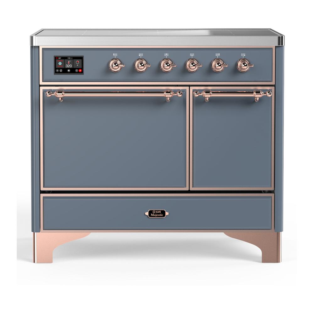 Ilve UMDIB40QNR3BGP Ilve Umdib40Qnr3Bgp Majestic Iii 40 Inch Induction Range With 6 Elements, 3.82 Cu. Ft. Total Oven Capacity (Solid Door, Blue Grey, Copper)