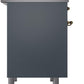 Ilve UPD40FNMPBGGLP Nostalgie Ii 40 Inch Dual Fuel Liquid Propane Freestanding Range In Blue Grey With Brass Trim