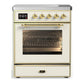 Ilve UMIB30NR3AWG Ilve Umib30Nr3Awg Majestic Iii 30 Inch Induction Range With 4 Elements, 4 Cu. Ft. Oven Capacity (Triple Glass Door, Antique White, Brass)