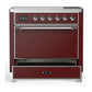 Ilve UMIB36QNR3BUC Ilve Umib36Qnr3Buc Majestic Iii 36 Inch Induction Range With 6 Elements, 3.5 Cu. Ft. Total Oven Capacity (Solid Door, Burgundy, Chrome)