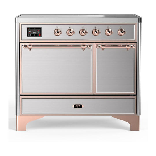 Ilve UMDIB40QNR3SSP Ilve Umdib40Qnr3Ssp Majestic Iii 40 Inch Induction Range With 6 Elements, 3.82 Cu. Ft. Total Oven Capacity (Solid Door, Stainless Steel, Copper)