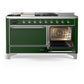 Ilve UM60FSQNR3EGC Ilve Um60Fsqnr3Egc Majestic Iii 60 Inch Dual Fuel Range With 7 Burners, Griddle And French Top, Dual Function Burner With Up To 25,000 Btu (Natural Gas, Solid Door, Emerald Green, Chrome)