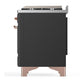 Ilve UM60FNR3MGP Ilve Um60Fnr3Mgp Majestic Iii 60 Inch Dual Fuel Range With 9 Burners And Griddle, Dual Function Burner Up To 25,000 Btu (Natural Gas, Triple Glass Door, Graphite Matte, Copper)