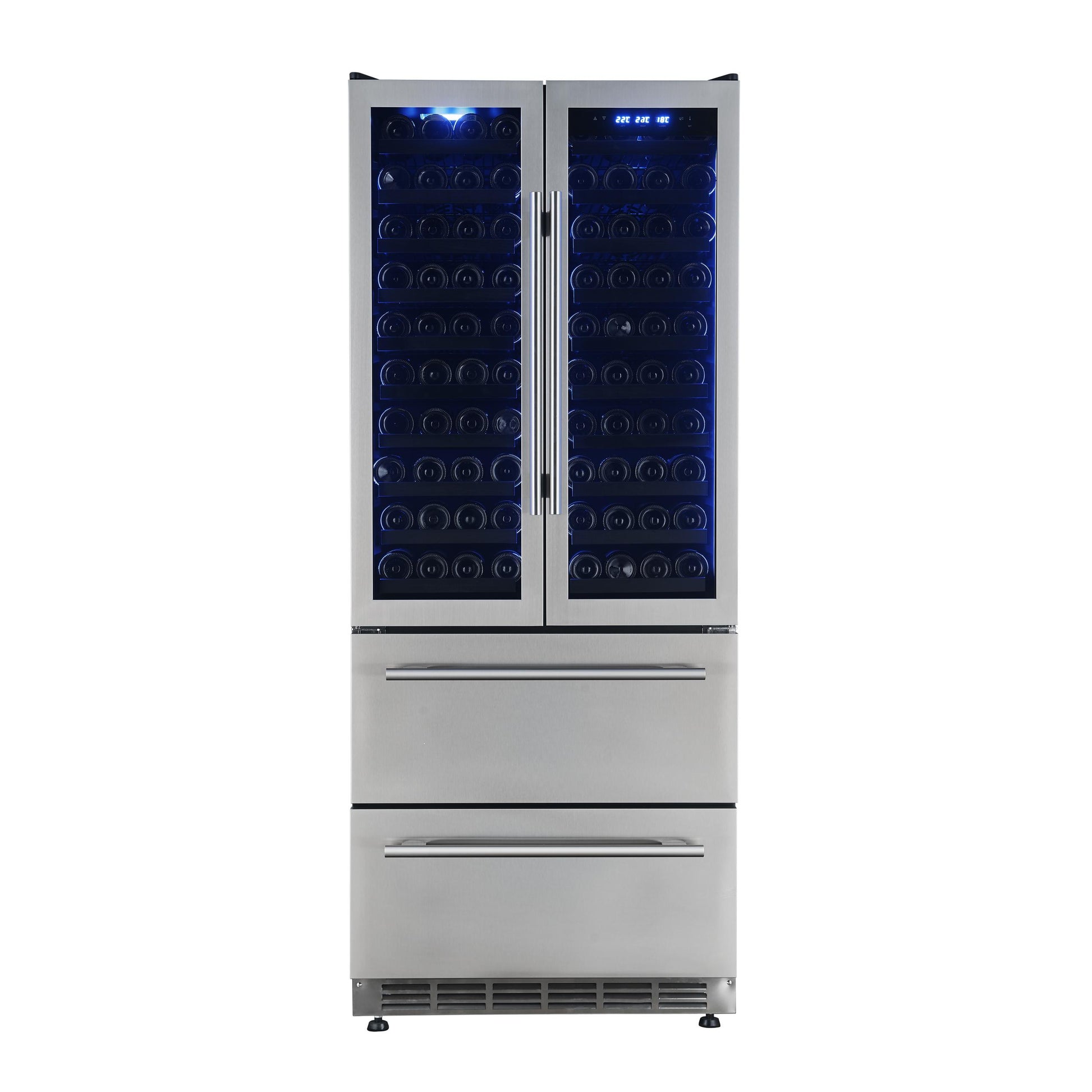 Forno FWCDR663532S Forno Campania 32-Inch Wine Cooler, Stainless Steel, Dual Wine Zones, Two Beverage Drawers, 17.7 Cu.Ft