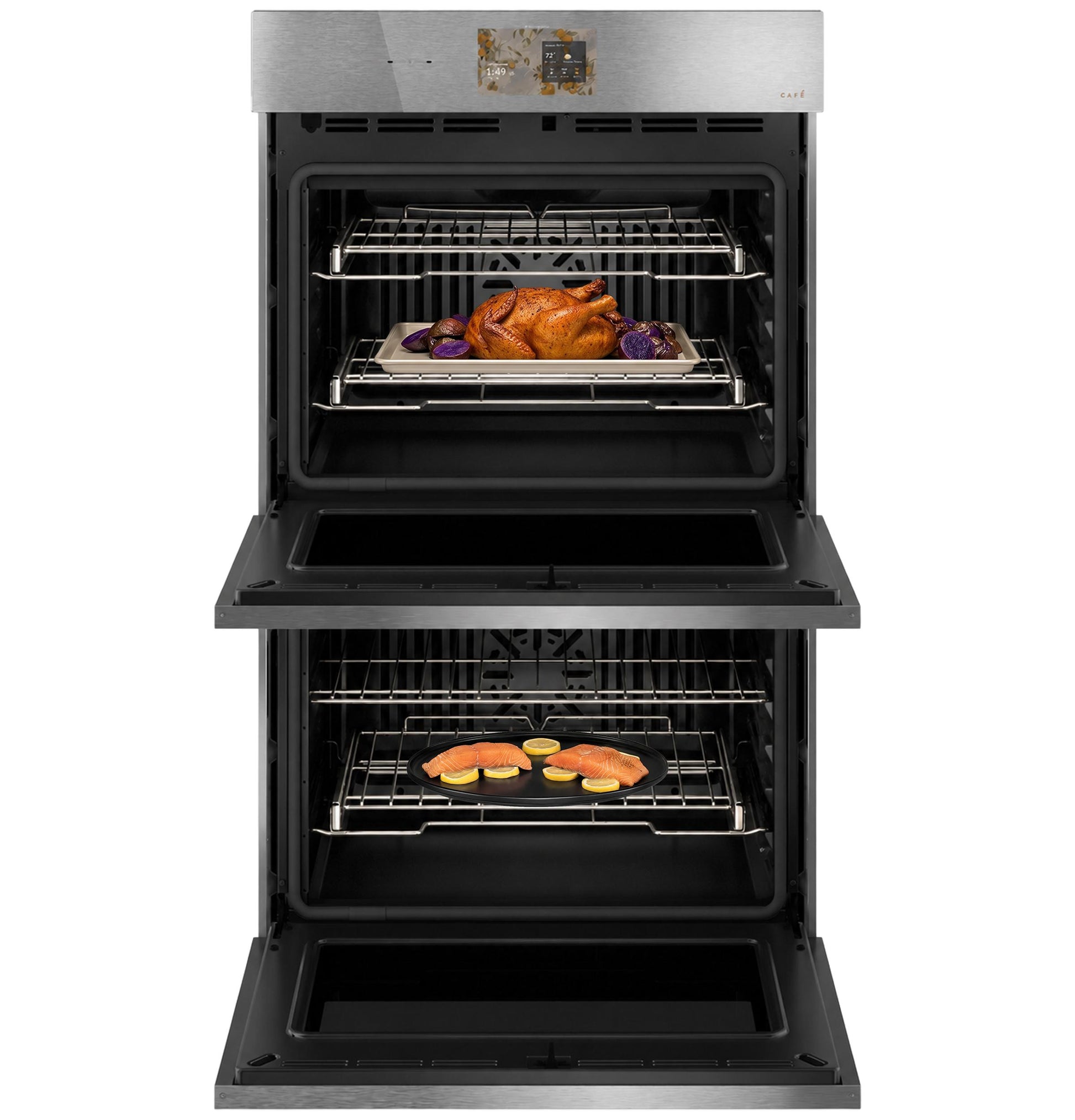 Cafe CTD90DM2ZS5 Café™ 30" Smart Built-In Convection Double Wall Oven In Platinum Glass