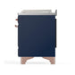 Ilve UM48FSQNR3MBPLP Ilve Um48Fsqnr3Mbplp Majestic Iii 48 Inch Dual Fuel Range With 5 Black Brass Burners, Griddle And French Top, Dual Function Burner Up To 25,000 Btu (Liquid Propane, Solid Door, Midnight Blue, Copper)