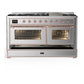 Ilve UM60FNR3SSPLP Ilve Um60Fnr3Ssplp Majestic Iii 60 Inch Dual Fuel Range With 9 Burners And Griddle, Dual Function Burner Up To 25,000 Btu (Liquid Propane, Triple Glass Door, Stainless Steel, Copper)
