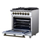 Forno FFSGS612530WHT Forno Massimo 30-Inch Freestanding Dual Fuel Range In White With Antique Brass Accessories, 4 Burners, 4.32 Cu. Ft. Convection Oven