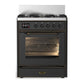 Ilve UM30NR3MGBLP Ilve Um30Nr3Mgblp Majestic Iii 30 Inch Dual Fuel Range With 5 Black Brass Burners, Dual Function Burner Up To 25,000 Btu (Liquid Propane, Triple Glass Door, Graphite Matte, Burnished)