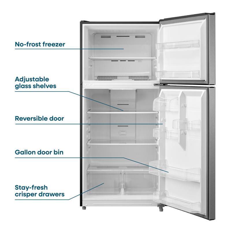 Element Appliance ERT18CSES Element 18.1 Cu. Ft. Top Freezer Refrigerator - Stainless Steel, Energy Star