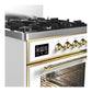 Ilve UM30NR3WHG Ilve Um30Nr3Whg Majestic Iii 30 Inch Dual Fuel Range With 5 Black Brass Burners, Dual Function Burner Up To 25,000 Btu (Natural Gas, Triple Glass Door, White, Brass)