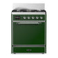 Ilve UM30QNR3EGC Ilve Um30Qnr3Egc Majestic Iii 30 Inch Dual Fuel Range With 5 Black Brass Burners, Dual Function Burner Up To 25,000 Btu (Natural Gas, Solid Door, Emerald Green, Chrome)