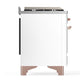Ilve UM48FNR3WHPLP Ilve Um48Fnr3Whplp Majestic Iii 48 Inch Dual Fuel Range With 8 Burners And Griddle, Dual Function Burner Up To 25,000 Btu (Liquid Propane, Triple Glass Door, White, Copper)