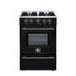 Forno FFSGS627224BLK Forno Breno 24 Inch Freestanding Gas Range In Black With Antique Brass, Compact Design