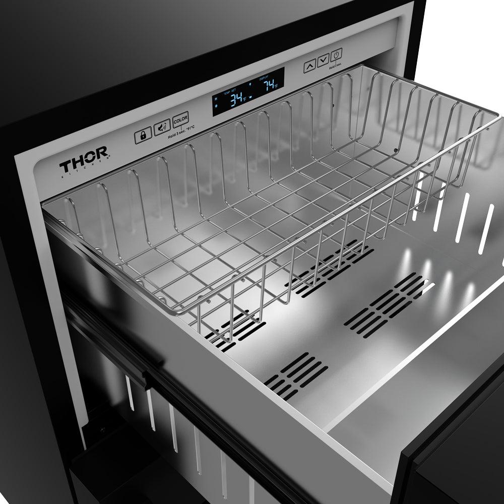 Thor Kitchen RF24UB 24 Inch Undercounter Built-In Or Freestanding Drawer Refrigerator - Black Gordon Ramsay Series