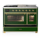 Ilve UM48FSNR3EGG Ilve Um48Fsnr3Egg Majestic Iii 48 Inch Dual Fuel Range With 5 Black Brass Burners, Griddle And French Top, Dual Function Burner Up To 25,000 Btu (Natural Gas, Triple Glass Door, Emerald Green, Brass)