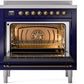 Ilve UPI366NMPMBB Nostalgie Ii 36 Inch Electric Freestanding Range In Blue With Bronze Trim