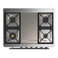 Ilve UM36FNR3BGB Ilve Um36Fnr3Bgb Majestic Iii 36 Inch Dual Fuel Range With 6 Black Brass Burners And Griddle, Dual Function Burner Up To 25,000 Btu (Triple Glass Door, Blue Grey, Burnished, Natural Gas)
