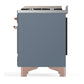 Ilve UM60FNR3BGPLP Ilve Um60Fnr3Bgplp Majestic Iii 60 Inch Dual Fuel Range With 9 Burners And Griddle, Dual Function Burner Up To 25,000 Btu (Liquid Propane, Triple Glass Door, Blue Grey, Copper)