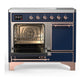 Ilve UMDIB40QNR3MBP Ilve Umdib40Qnr3Mbp Majestic Iii 40 Inch Induction Range With 6 Elements, 3.82 Cu. Ft. Total Oven Capacity (Solid Door, Midnight Blue, Copper)