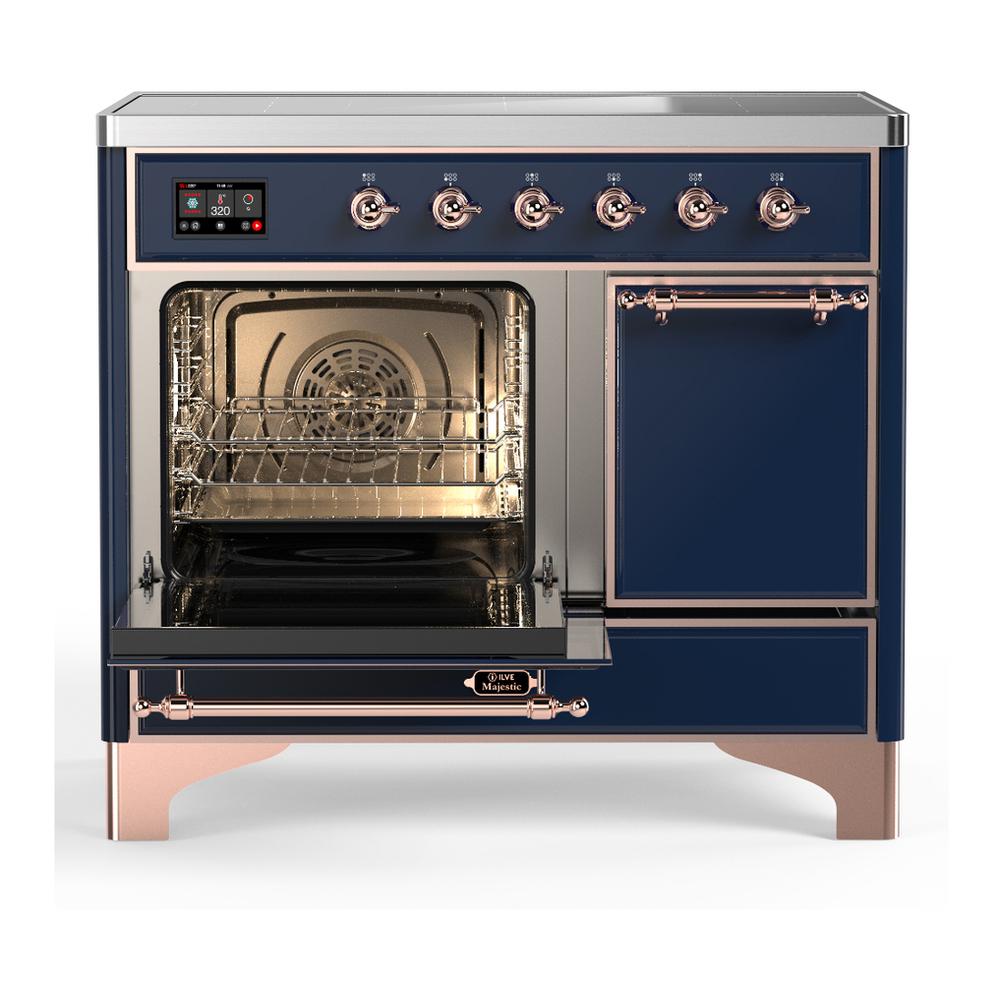 Ilve UMDIB40QNR3MBP Ilve Umdib40Qnr3Mbp Majestic Iii 40 Inch Induction Range With 6 Elements, 3.82 Cu. Ft. Total Oven Capacity (Solid Door, Midnight Blue, Copper)