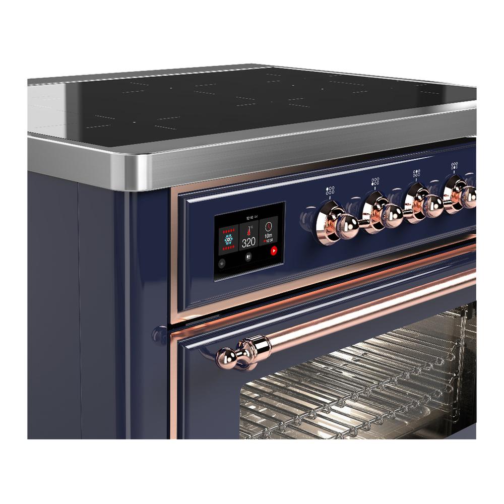 Ilve UMIB36NR3MBP Ilve Umib36Nr3Mbp Majestic Iii 36 Inch Induction Range With 6 Elements, 3.5 Cu. Ft. Total Oven Capacity (Triple Glass Door, Midnight Blue, Copper)