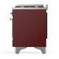 Ilve UM36FQNR3BUC Ilve Um36Fqnr3Buc Majestic Iii 36 Inch Dual Fuel Range With 6 Black Brass Burners And Griddle, Dual Function Burner Up To 25,000 Btu (Solid Door, Burgundy, Chrome, Natural Gas)