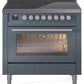 Ilve UPI366WMPBG Professional Plus Ii 36 Inch Electric Freestanding Range In Blue Grey With Trim