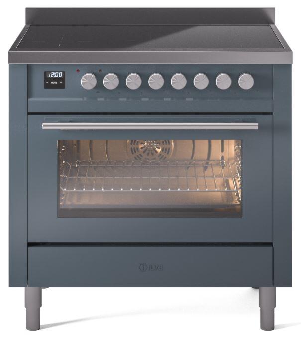 Ilve UPI366WMPBG Professional Plus Ii 36 Inch Electric Freestanding Range In Blue Grey With Trim