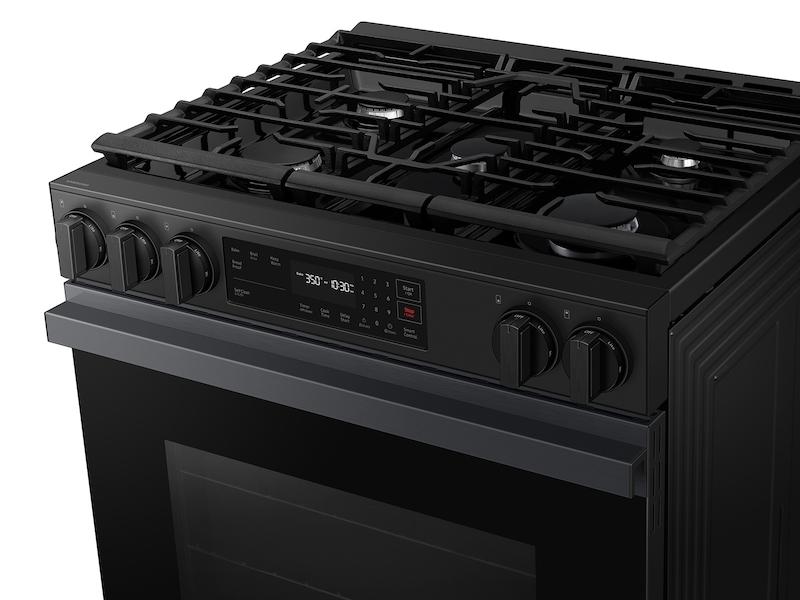 Samsung NSG6DG8100MT Bespoke 6.0 Cu. Ft. Smart Slide-In Gas Range With Precision Knobs In Matte Black Steel