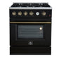 Forno FFSGS627730BLK Marco 30-Inch Gas Range Black & Antique Brass Design, 4 Burners 37,000 Btu, 4.32 Cu.Ft. Convection Oven