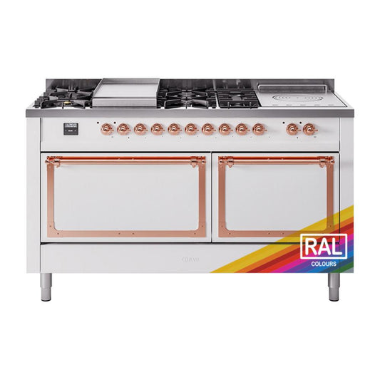 Ilve UN60FSQNMPRAPLP Ilve Un60Fsqnmpraplp Nostalgie Ii Noblesse 60" Dual Fuel Range (7 Sealed Burners + Griddle + French Top, Liquid Propane, Solid Door, Ral, Copper)