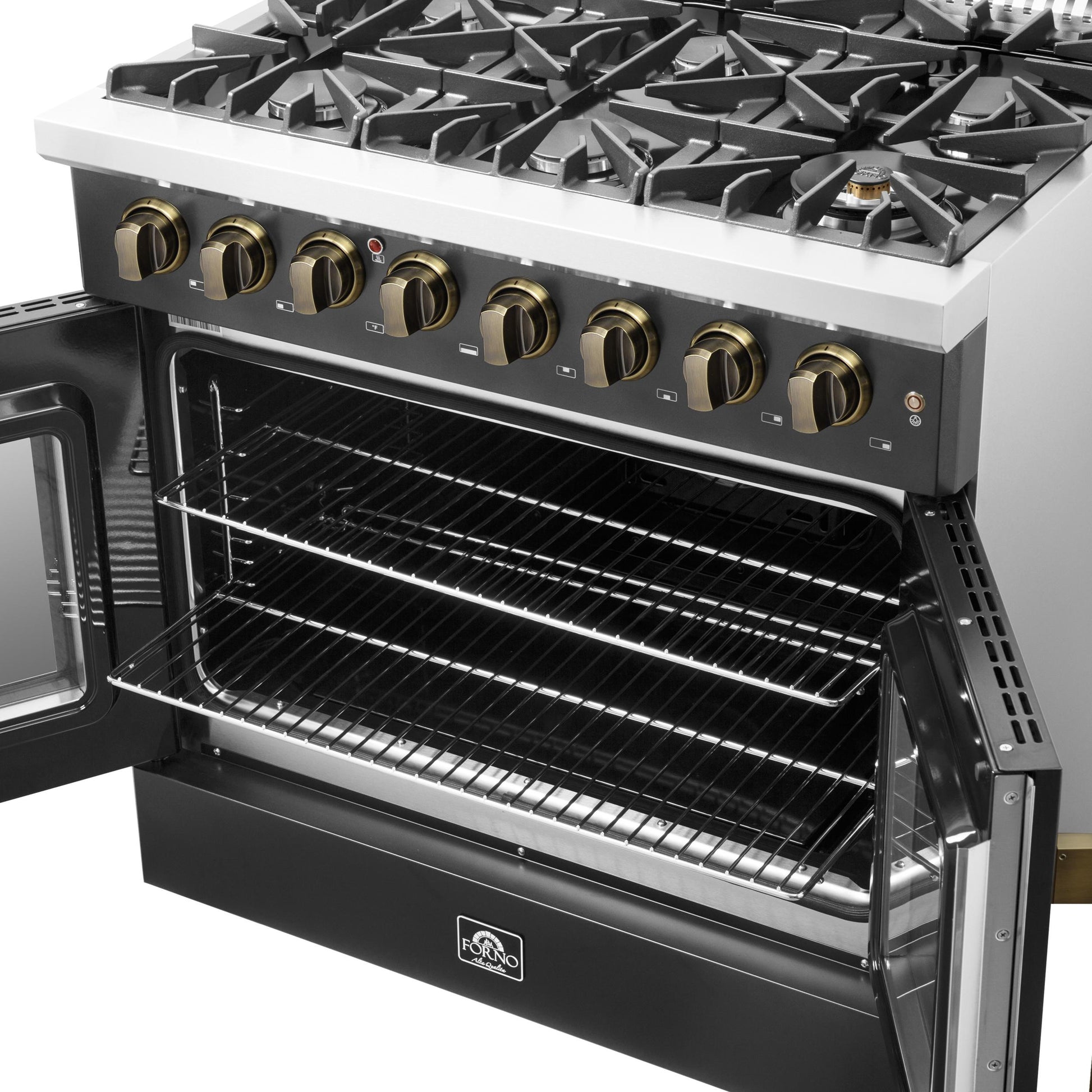 Forno FFSGS635636BLK Forno Galiano 36-Inch Freestanding French Door Dual Fuel Range Black